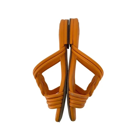Alexandre Birman Knot‎ Leather Slides Sandals Orange Size 37 EU 6.5 US